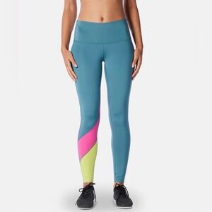 Cotopaxi L Colorful Athletic Leggings great pre owned condition teal pink yellow
